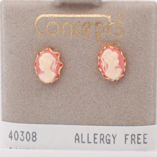 24K Gold Plated Surgical Stainless Steel Cameo Stud