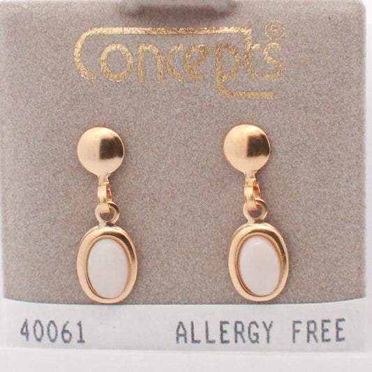 24K Gold Plated Surgical Stainless Steel Opal Dangle