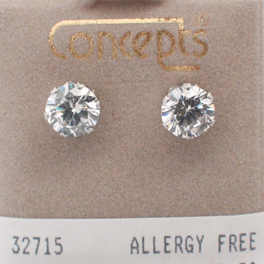 Surgical Stainless Steel White CZ Stud