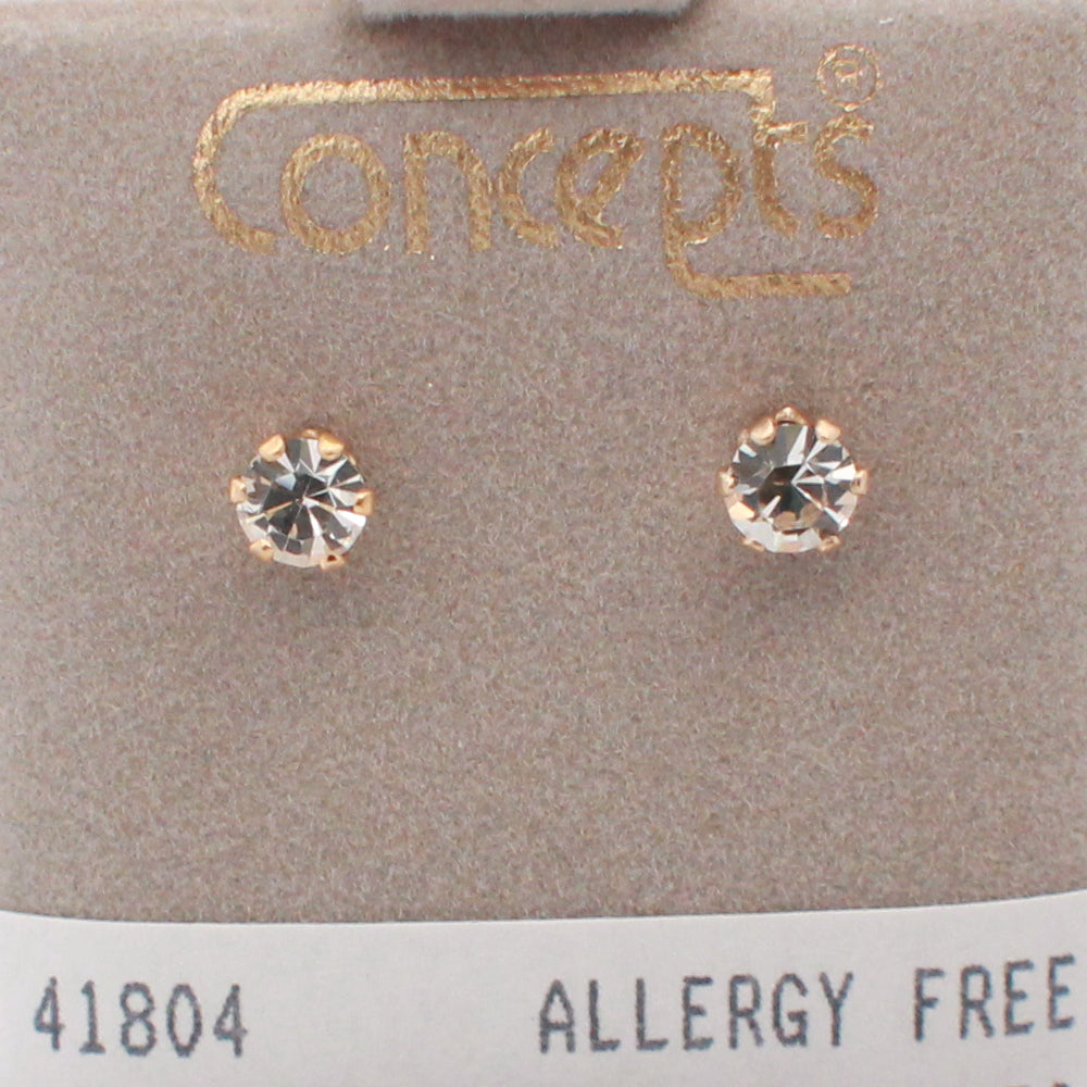 24K Gold Plated Surgical Stainless Steel April Swarovski Crystal Stud