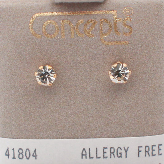24K Gold Plated Surgical Stainless Steel April Swarovski Crystal Stud