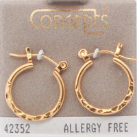 24K Gold Plated Surgical Stainless Steel Hammered Hoop