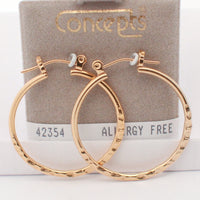 24K Gold Plated Surgical Stainless Steel Hammered Hoop