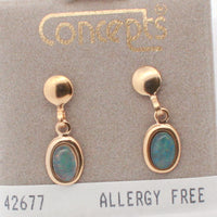 24K Gold Plated Surgical Stainless Steel Opal Triplet Dangle