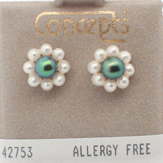 24K Gold Plated Surgical Stainless Steel Pearl Cluster Stud