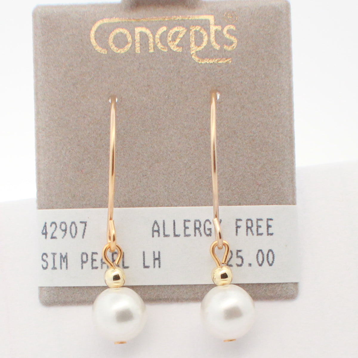 24K Gold Plated Surgical Stainless Steel Simulated Pearl Dangle