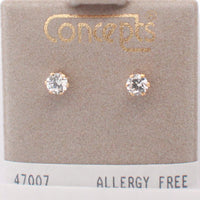 24K Gold Plated Surgical Stainless Steel Cubic Zirconium Stud