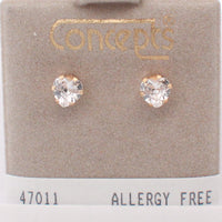 24K Gold Plated Surgical Stainless Steel Heart Shaped Cubic Zirconium Stud