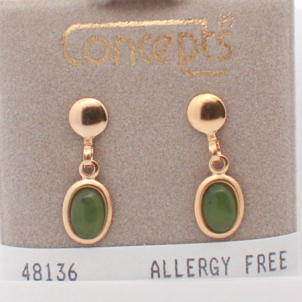 24K Gold Plated Surgical Stainless Steel Jade Dangle