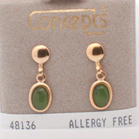 24K Gold Plated Surgical Stainless Steel Jade Dangle