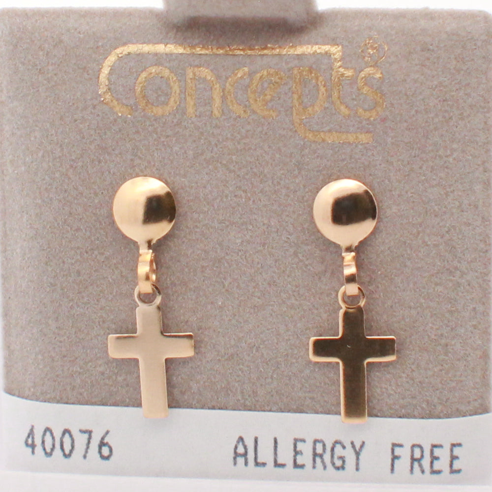 24K Gold Plated Surgical Stainless Steel Cross Dangle