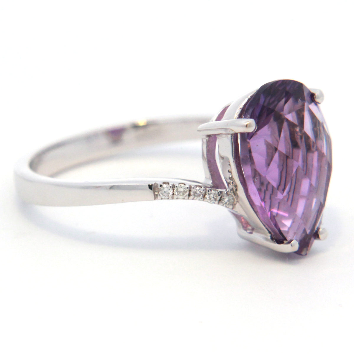 Pear Amethyst Bypass Ring