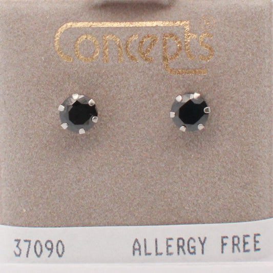 Surgical Stainless Steel Black CZ Stud