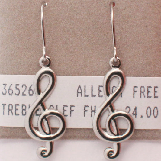 Surgical Stainless Steel Treble Clef Dangle