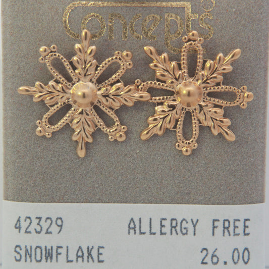 24K Gold Plated Surgical Stainless Steel Snowflake Stud