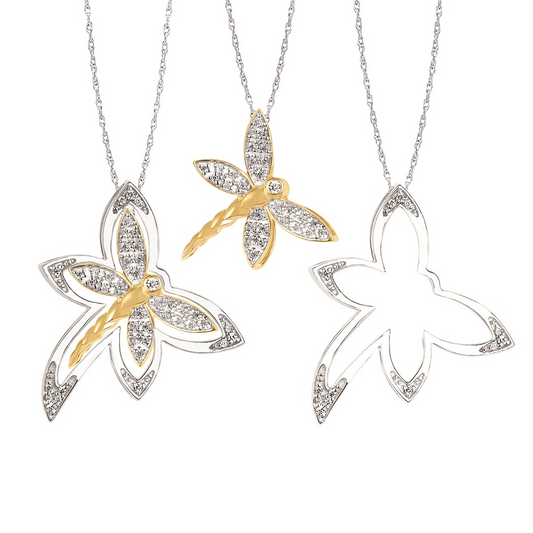 1/6CTW Three In One Slide Dragonfly Pendant