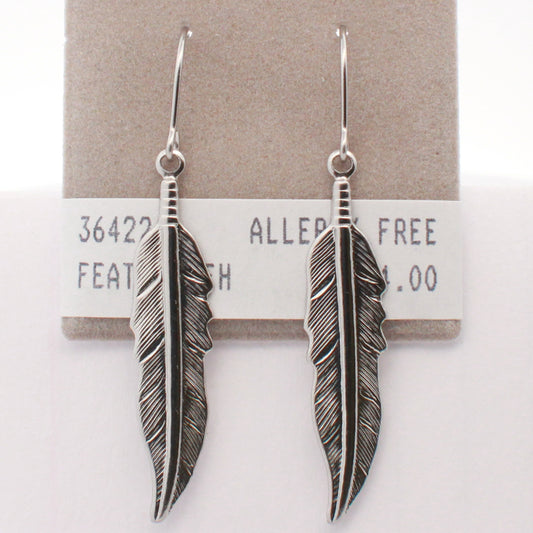 Surgical Stainless Steel Feather Dangle