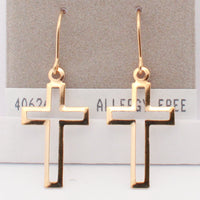 24K Gold Plated Surgical Stainless Steel Open Cross Dangle