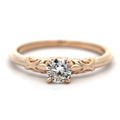 Round Diamond Floral Engagement Ring