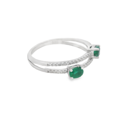 Oval Emeralds Bypass Ring