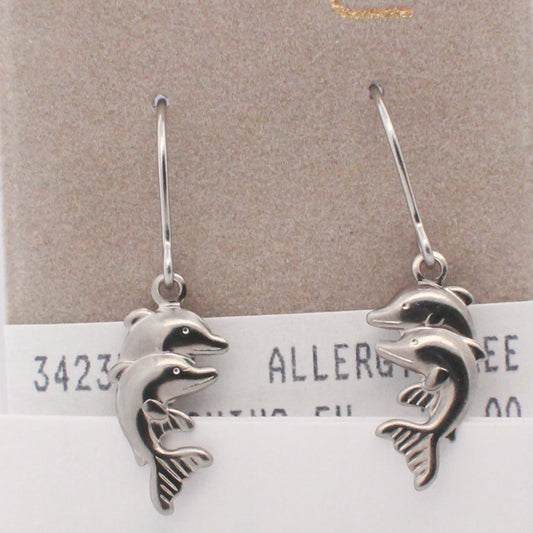 Surgical Stainless Steel Double Dolphin Dangle