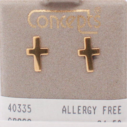 24K Gold Plated Surgical Stainless Steel Cross Stud