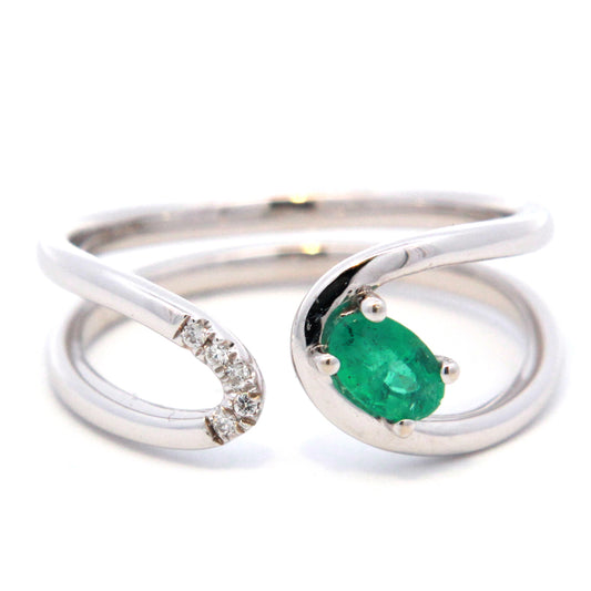 Oval Emerald Freeform Ring