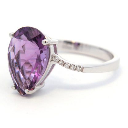 Pear Amethyst Bypass Ring