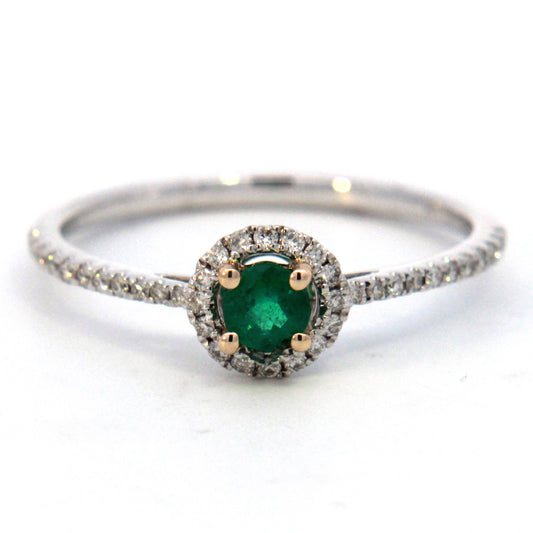 Round Emerald Halo Ring