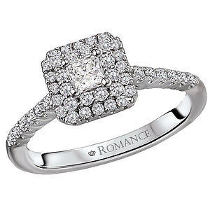 Princess Diamond Halo Engagement Ring