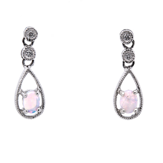 Oval Opal Dangle Earrings