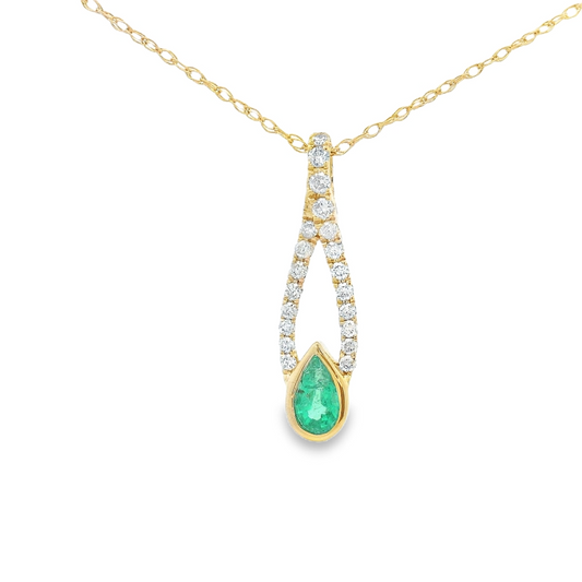 Pear Emerald Hidden Bail Pendant