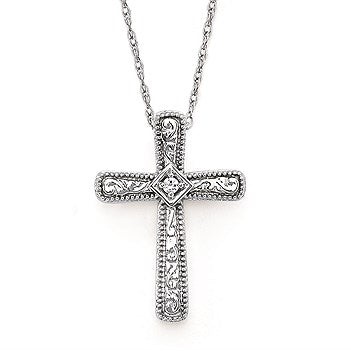 Milgrain Cross Pendant