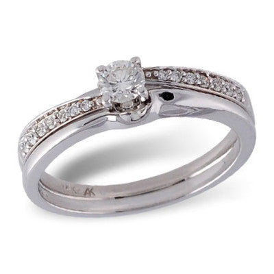 White Gold Bypass Wedding Set