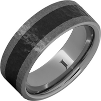 Tungsten Black Ceramic Inlay and hammered finish
