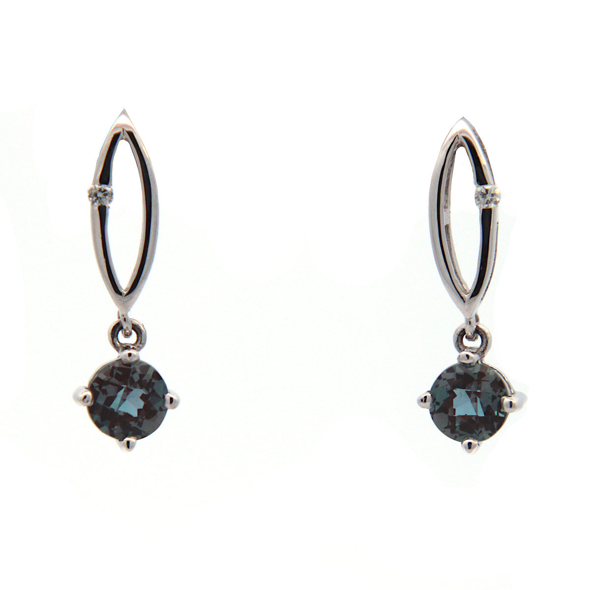 Alexandrites Earrings in 14 Karat White Gold
