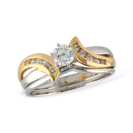 1/2cttw Classic Bypass Wedding Set in 14 Karat Yellow and White Gold