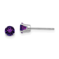 Amethysts Classic Stud Earrings in 14 Karat White Gold