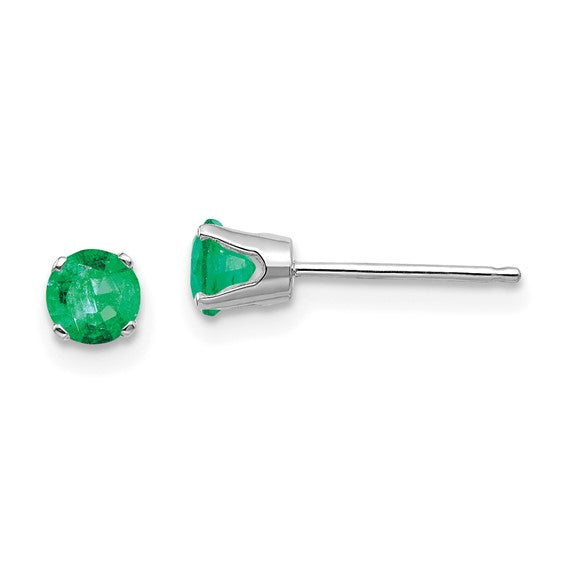 Emerald Classic Stud Earrings in 14 Karat White Gold