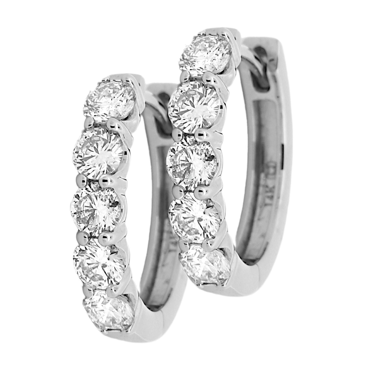 1-1/3 Cttw. Diamonds Hoop Earrings