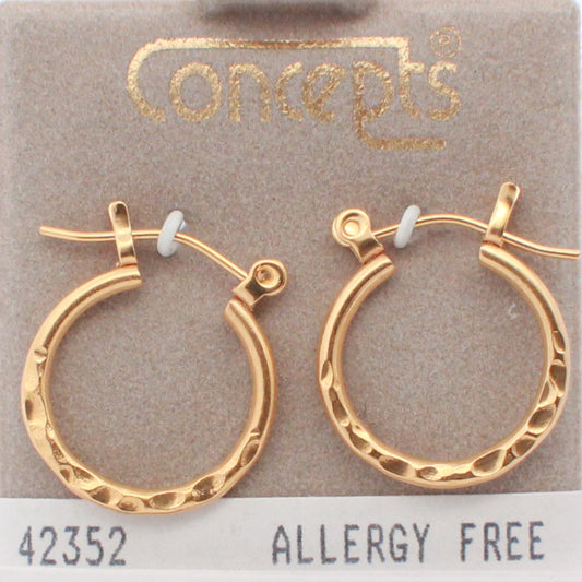 24K Gold Plated Surgical Stainless Steel Hammered Hoop