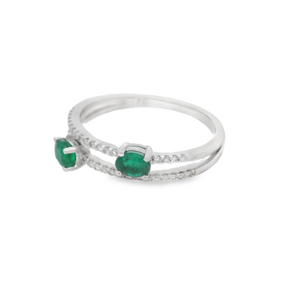 Oval Emeralds Bypass Ring