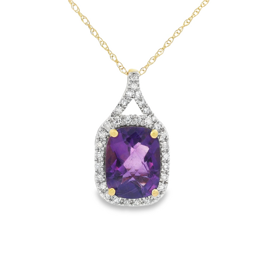 Retangular Cushion Amethyst Attached Pendant