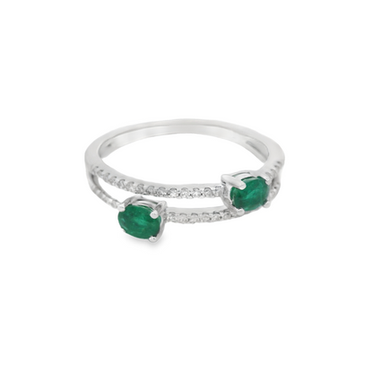 Oval Emeralds Bypass Ring