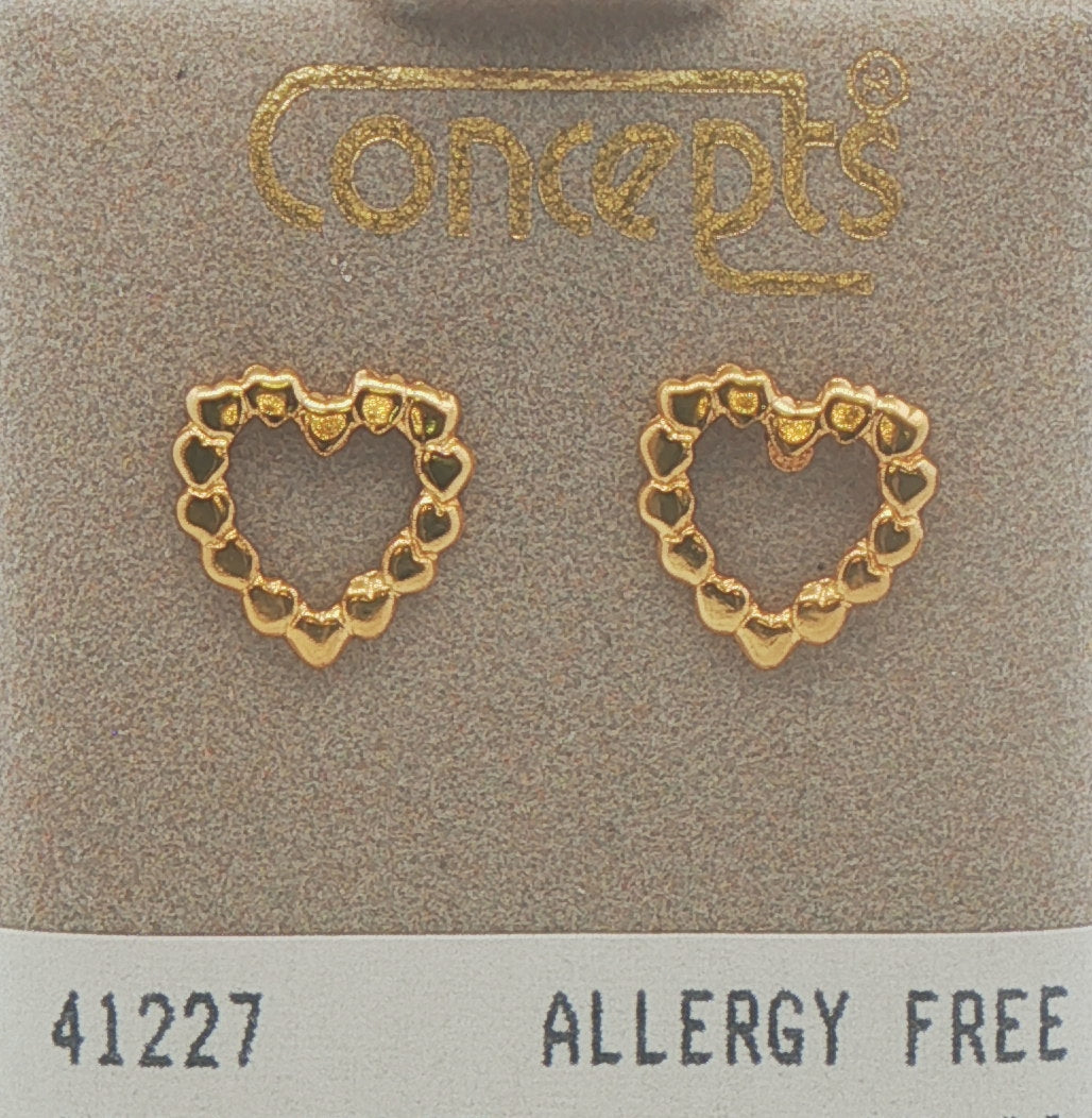 24K Gold Plated Surgical Stainless Steel Open Heart Stud