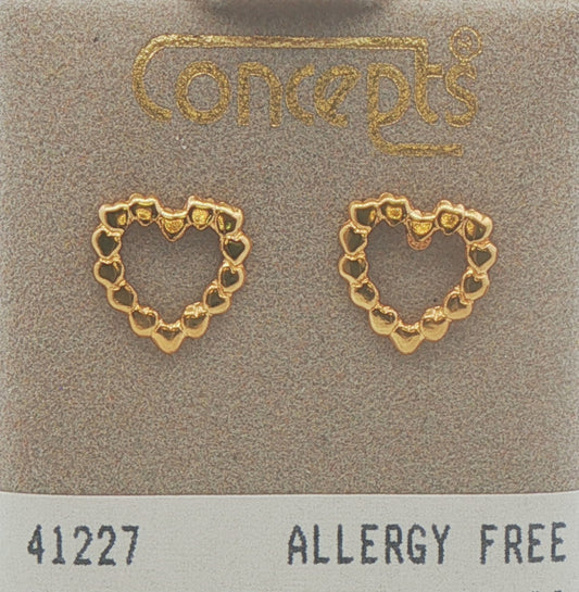 24K Gold Plated Surgical Stainless Steel Open Heart Stud