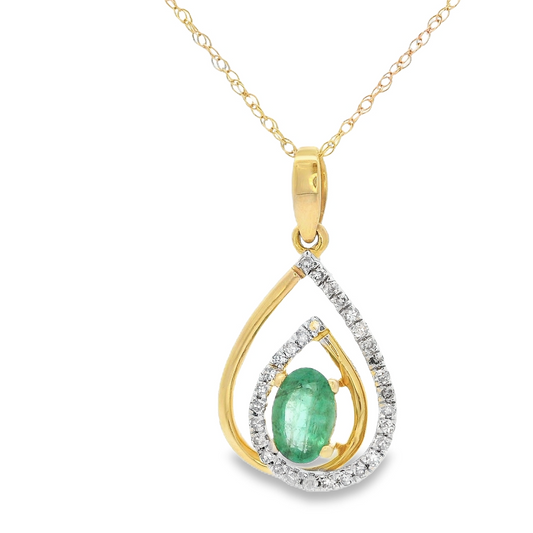 Oval Emerald Dangle Pendant