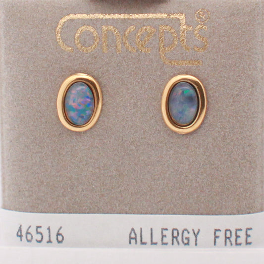 24K Gold Plated Surgical Stainless Steel Opal Triplet Stud