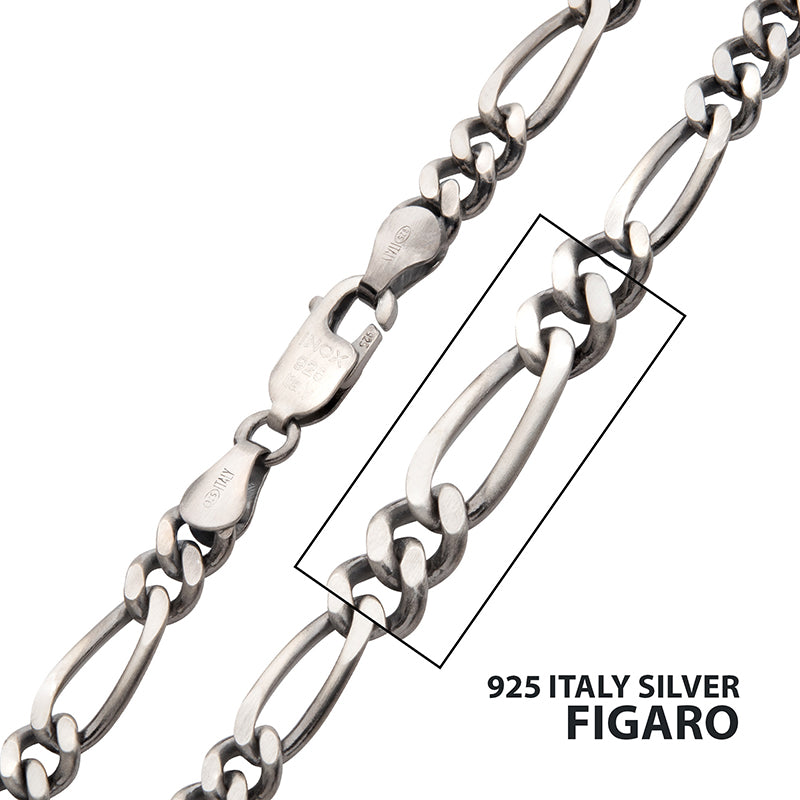 Sterling silver Satin Finish Figaro 5.5mm 24"