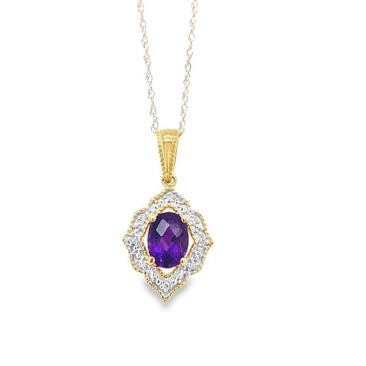 Oval Amethyst Dangle Pendant